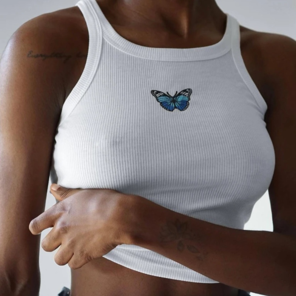 Princess Polly Butterfly Tank Top White